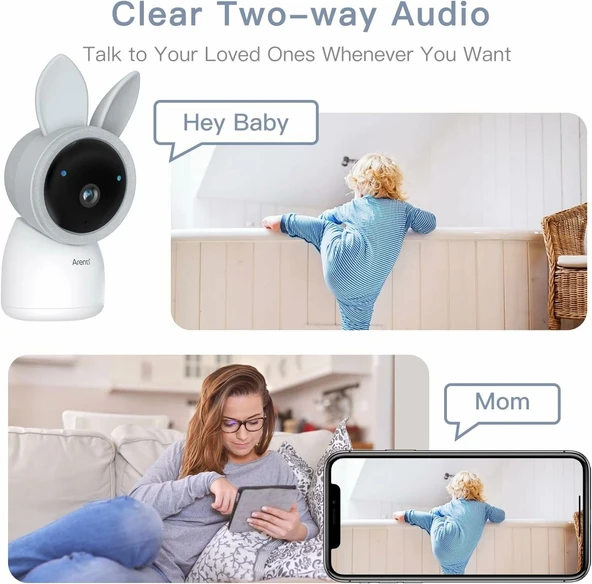 ARENTI WiFi Bebek Video Monitörü, Gece Görüşlü - Eklenti Kamera - 3
