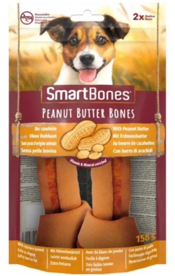 SmartBones Tavuklu&Yerfıstıklı Medium Kemikler 2'li