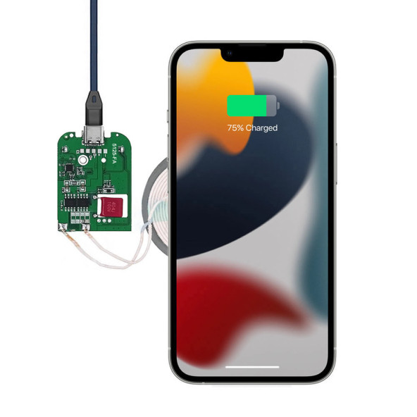 Kablosuz Şarj Modülü Type C 15W  Qi 9V 1.5A Mobil Akıllı Telefon Oyuncak Pil Şarj Transmiter Samsung Apple 5125-FA - 2