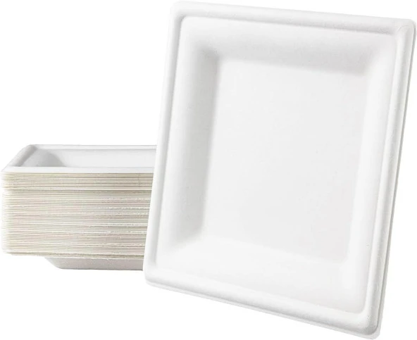 Roll-Up Nature Ekolojik Karton Kağıt Parti Tek Kullanımlık Kare Tabak - 20 Cm. - 6 Adetlik 3 Paket - Resim 3