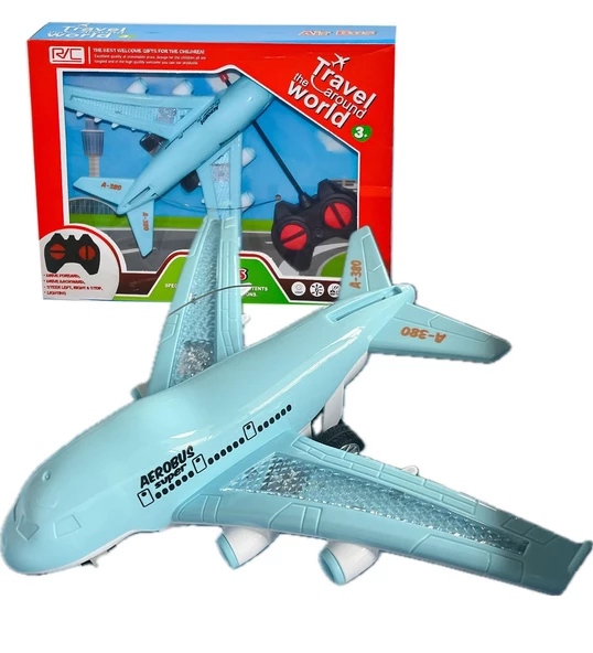 Işıklı, Uzaktan Kumandalı 6 Yöne Hareket edebilen Eğlenceli Airbas Yolcu Uçağı - Kumandalı Uçak - 12
