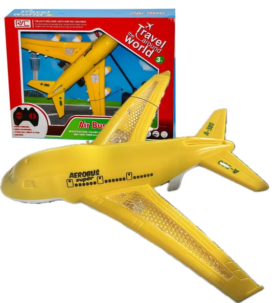 Işıklı, Uzaktan Kumandalı 6 Yöne Hareket edebilen Eğlenceli Airbas Yolcu Uçağı - Kumandalı Uçak - 6