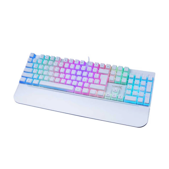 Turbox TR-MK10PD  Pudding Tuşlu Bilek Destekli Blue Switch Rgb Beyaz Mekanik Klavye - 1