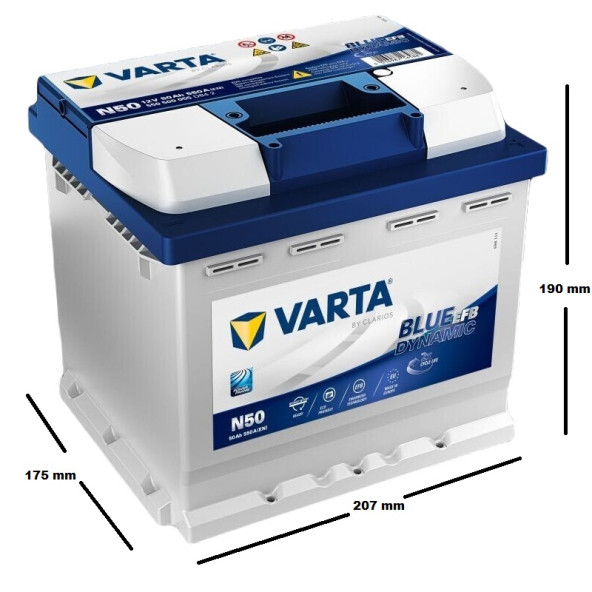 Varta Blue Dynamic N50 Start-Stop EFB 12 V 50 Ah 550 A Akü - 2