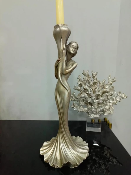 Şamdan kız mumluk kadın şamdan polyester - 4