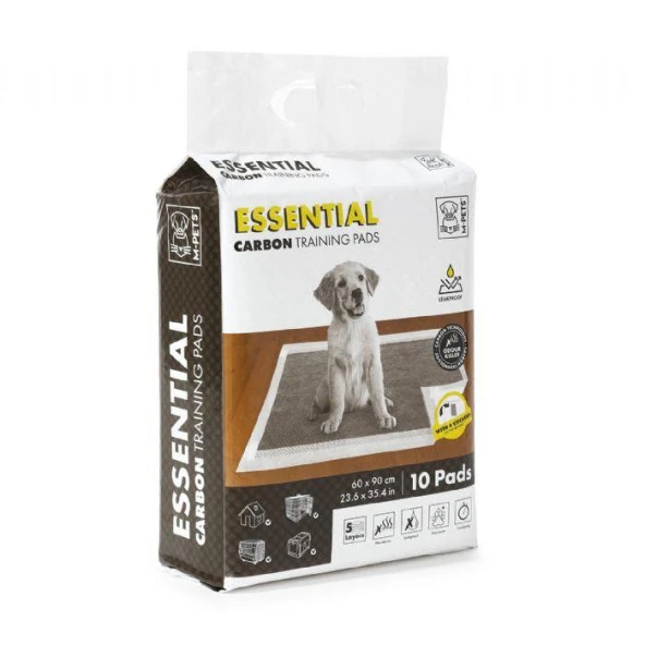 M-PETS ESSENTIAL CARBONLU YAPIŞKANLI ÇİŞ PEDİ 60X90CM 10LU