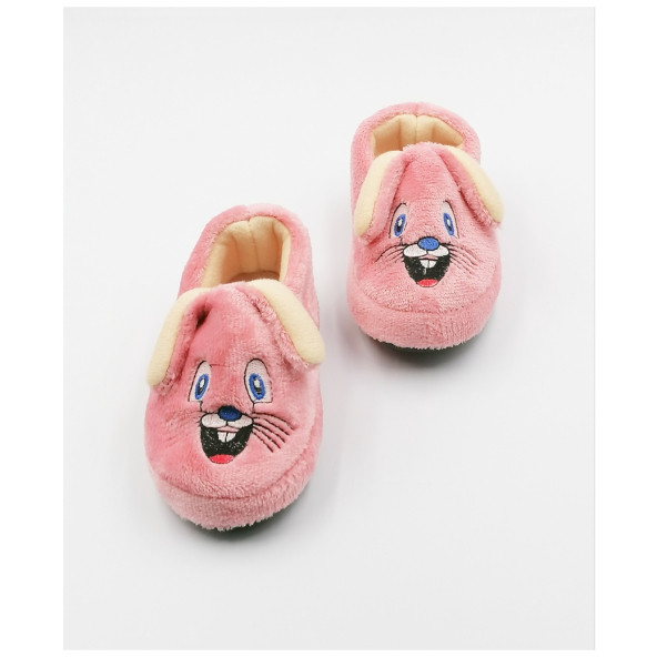 Çocuk Panduf Sevimli Tavşan Figürlü Kışlık Yumuşak Unisex Ev Terliği - 4
