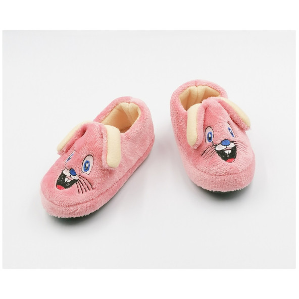Çocuk Panduf Sevimli Tavşan Figürlü Kışlık Yumuşak Unisex Ev Terliği - 5