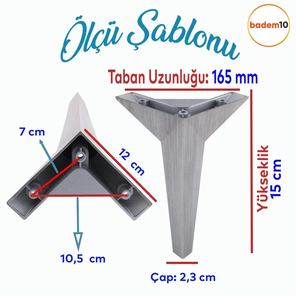 Moderno Mobilya Kanepe Sehpa Tv Ünitesi Baza Koltuk Ayağı Gri Çekyat Saten Eskitme 15 Cm Ayakları - Resim 2