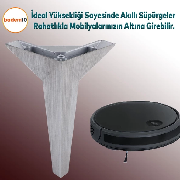 Moderno Mobilya Kanepe Sehpa Tv Ünitesi Baza Koltuk Ayağı Gri Çekyat Saten Eskitme 15 Cm Ayakları - Resim 5