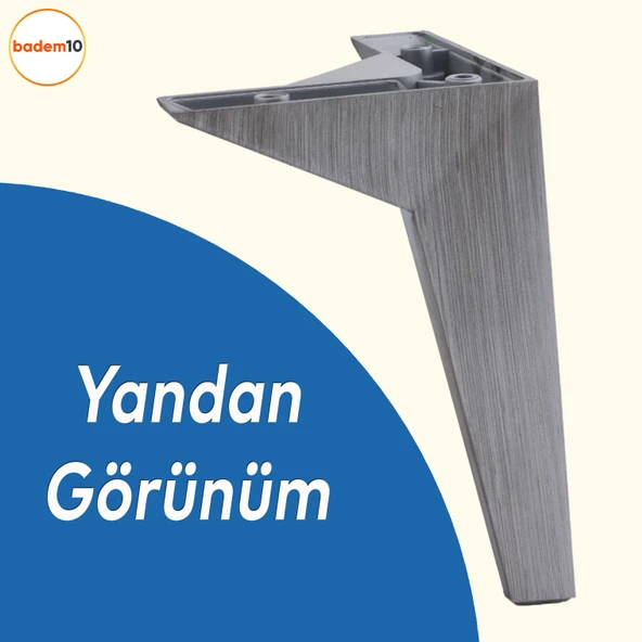 Moderno Mobilya Kanepe Sehpa Tv Ünitesi Baza Koltuk Ayağı Gri Çekyat Saten Eskitme 15 Cm Ayakları - Resim 3