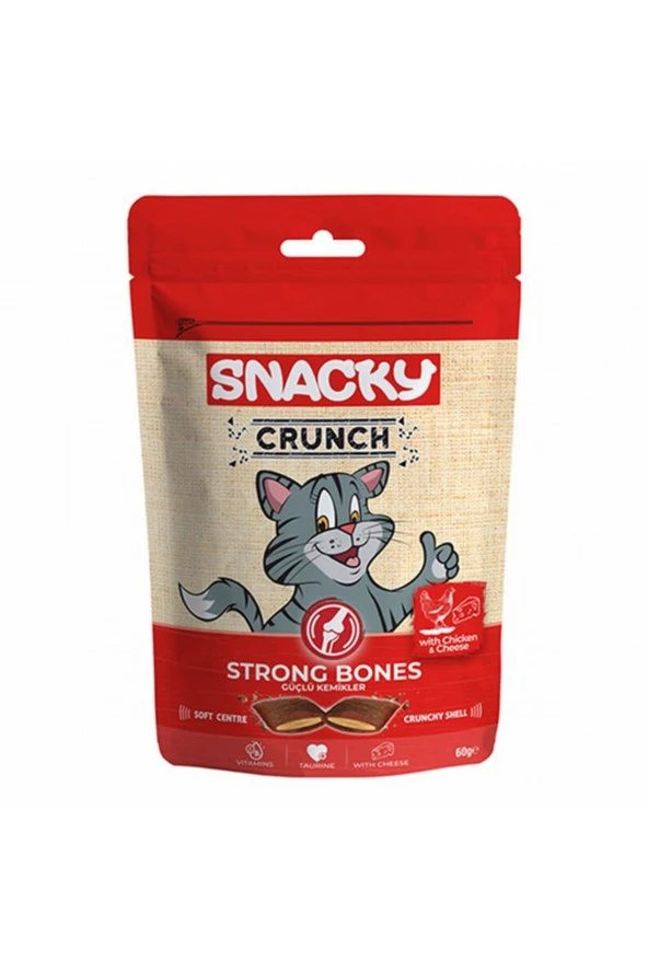 Snacky Crunchy Strong Bones Tavuklu Ve Peynirli Kedi Ödülü 60 Gr