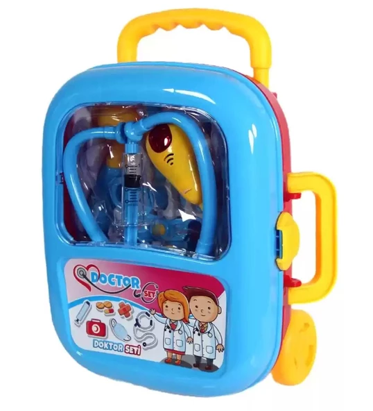 Çek-Çek Valizli Büyük Boy 10 parça Işıklı-Sesli Medikal Doktor Seti 2in1 - Doktor Oyun Seti - 11
