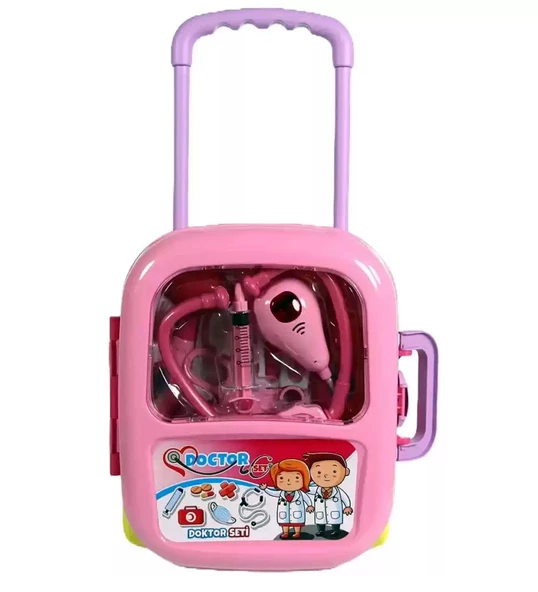 Çek-Çek Valizli Büyük Boy 10 parça Işıklı-Sesli Medikal Doktor Seti 2in1 - Doktor Oyun Seti - 6