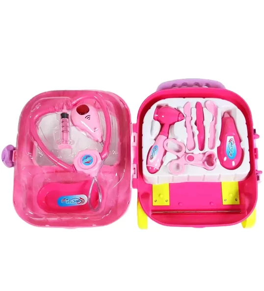 Çek-Çek Valizli Büyük Boy 10 parça Işıklı-Sesli Medikal Doktor Seti 2in1 - Doktor Oyun Seti - 3