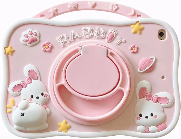 Samsung Galaxy Tab A9 8.7inç X110 X113 X115 X117 Kılıf Cute Dolls Standlı Eğlenceli 3D Karekterli Çocuk Kılıfı - 5