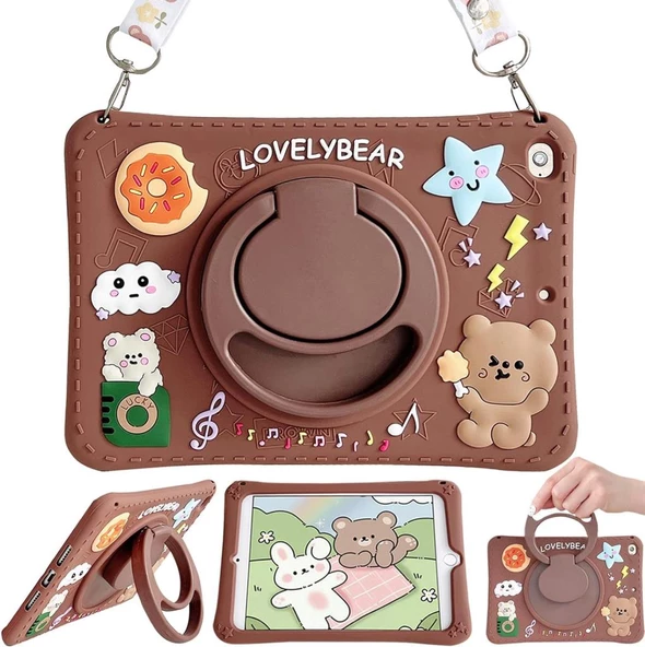 Samsung Galaxy Tab A9 Plus X210 X213 X215 X217 Kılıf Cute Dolls Standlı Eğlenceli 3D Karekterli Çocuk Kılıfı - 5