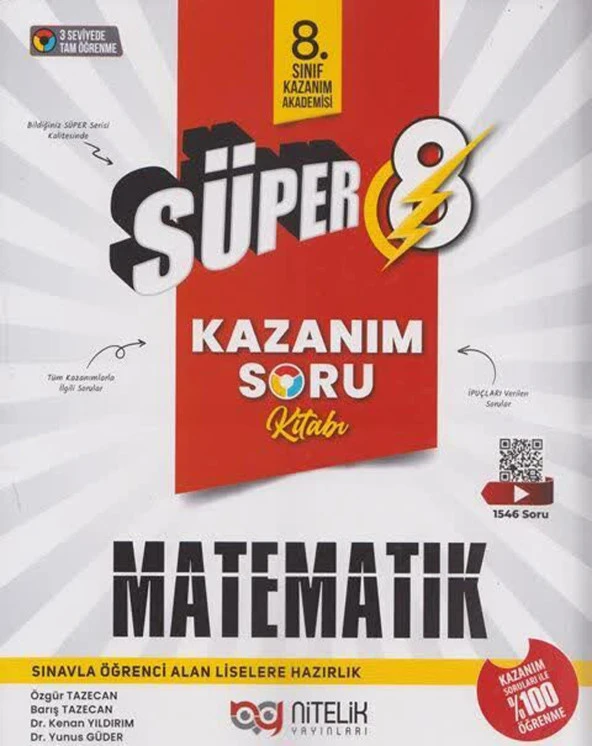 Nitelik 8.Sınıf Süper Kazanım Matematik Soru Kitabı