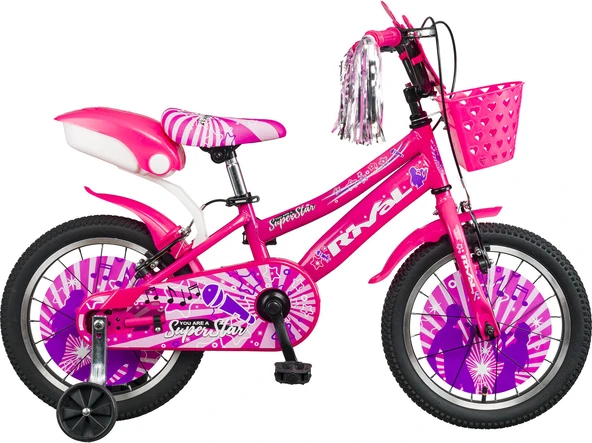 Rival Süper star 16 Jant Bisiklet Bisiklet 4-7 Yaş Çocuk Bisikleti-Zil-Ayna- Arka Sepet Hediyeli PEMBE - 2