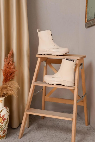 Kadın Lastik Bağ Detaylı Bot Fermuarlı Spor Taban Casual Kışlık Bot - 11