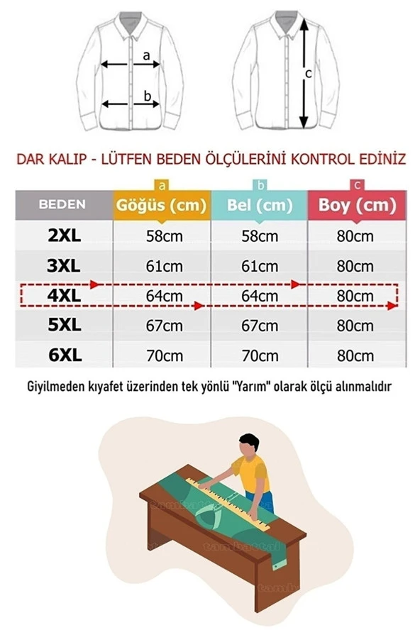 Erkek Büyük Beden Slim Fit Turhan Mevsimlik Uzun Kol Gömlek Kırmızı - Resim 2