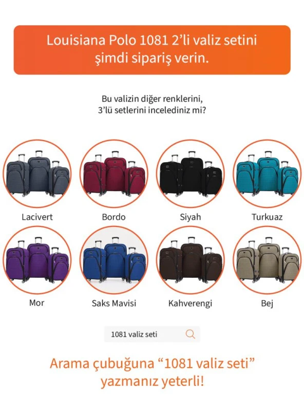 Louisiana Polo Orta ve Kabin Boy Valiz Seti 4 Teker Kumaş Valiz Antrasit 1081 - 8