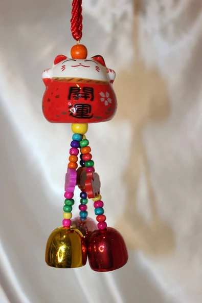 Deprem Zili Çanı Kapı Çanı Rüzgar Çanı Zili Feng Shui Yin Yang Çağıran Kedi Maneki Neko - 5