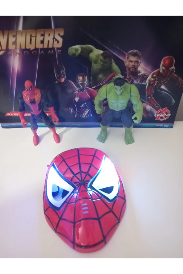 AVNGERS IŞIKLI ÖRÜMCEK ADAM (SPİDER MAN) MASKESİ HULK VE SPİDER MAN 20CM KARAKTER OYUNCAK