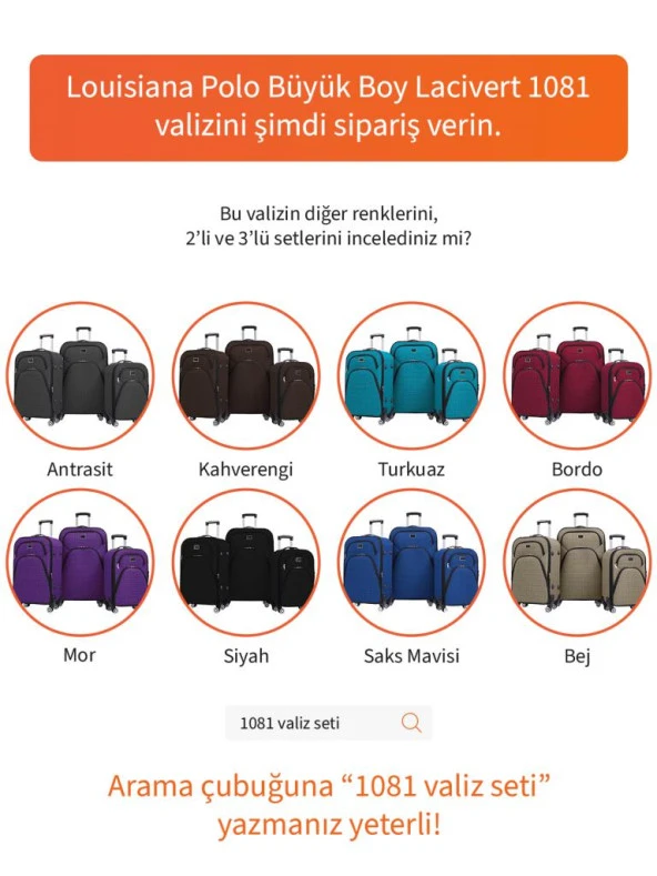 Louisiana Polo Büyük Boy 4 Teker Kumaş Valiz Lacivert 1081 - 8