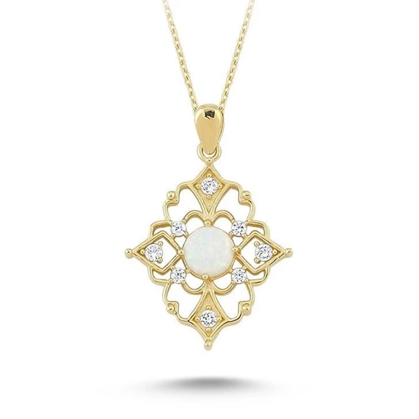 Altın Kolye Opal Taşlı 14K Gold ürün görseli 1