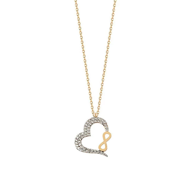 Kalp Sonsuzluk Altın Kolye 14K Gold