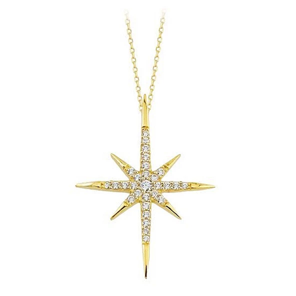 Kutup Yıldızı Altın Kolye 14K Gold Taşlı