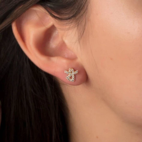 Melek Altın Küpe Taşlı - Resim 2