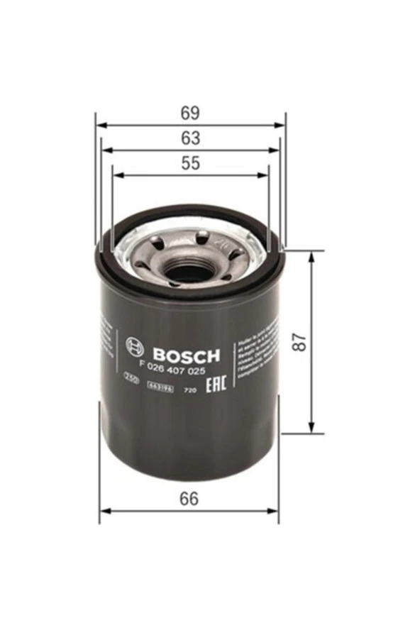 Bosch  Yağ Filtresi Hyundaı Blue Ym.-getz-ı10-ı20 1.2 Benzinli-atos 1.1 05 W610-7 F026407025