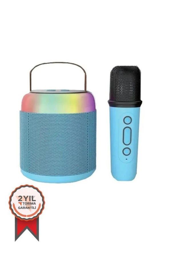 TORIMA K4 Mavi RGB Led Işıklı Bluetooth Hoparlör ve Mikrofon
