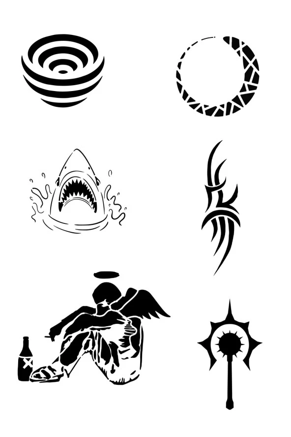 Efkar ve Şerit Geçici Dövme Kalıpları Sadece Desen