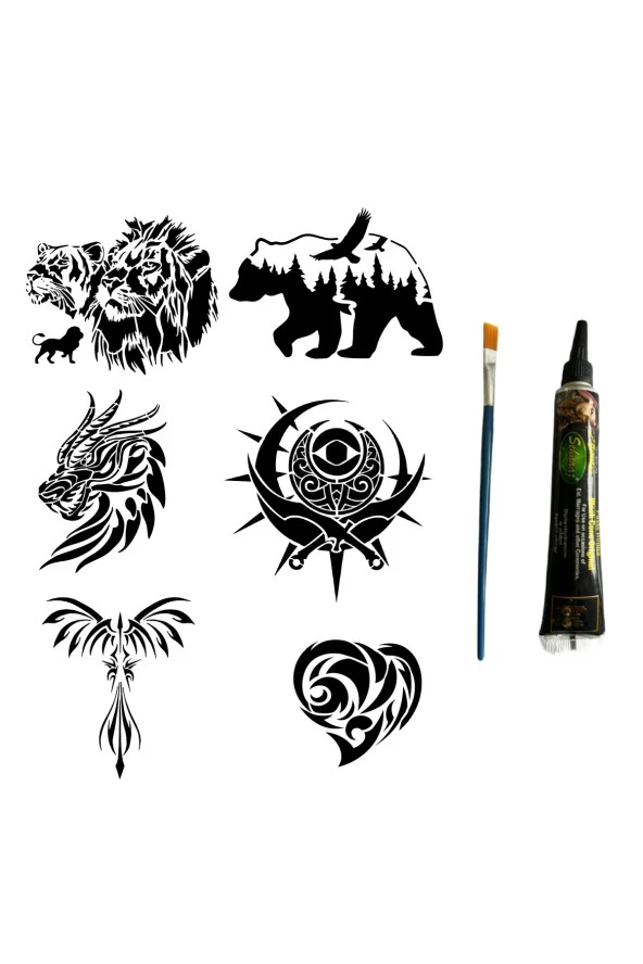 Doğa Modelleri Hint Kınasıyla Geçici Dövme Yapma Kiti