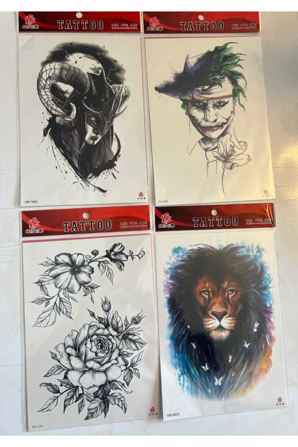 Büyük Boy Yapıştırma Dövme Geçici Dövme Seti 4 Adet Birden Model 4 ürün görseli 1