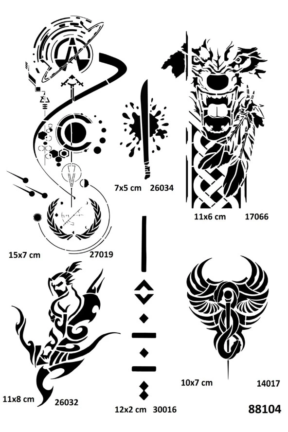 Fantastik Karizmatik Modeller Spray Tattoo Geçici Dövme Seti Dark Siyah Sprey - Resim 2