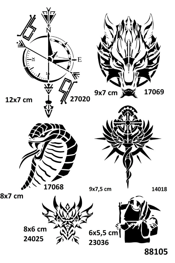 Pusula Kobra Modelleri Spray Tattoo Geçici Dövme Seti Dark Siyah Sprey - 2