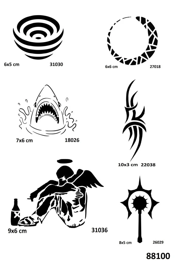 Efkar ve Şerit Spray Tattoo Geçici Dövme Seti Dark Siyah Sprey - 2