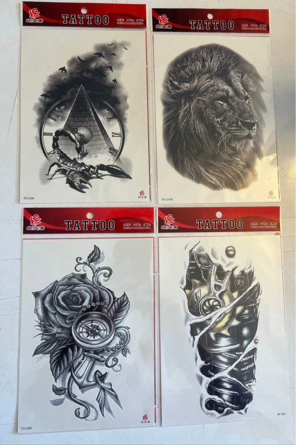 Büyük Boy Yapıştırma Dövme Geçici Dövme Seti 4 Adet Birden Model 13 ürün görseli 1