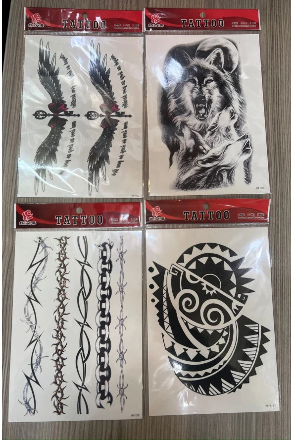 Büyük Boy Yapıştırma Dövme Geçici Dövme Seti 4 Adet Birden Model 19 ürün görseli 1