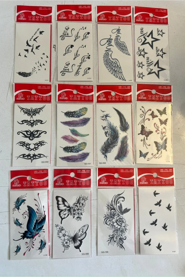 Minimal Geçici Dövme 12 Adet Birden Yapıştırma Dövme Model5