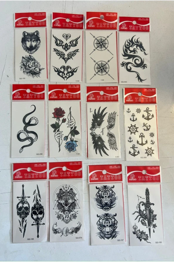 Minimal Geçici Dövme 12 Adet Birden Yapıştırma Dövme Model7