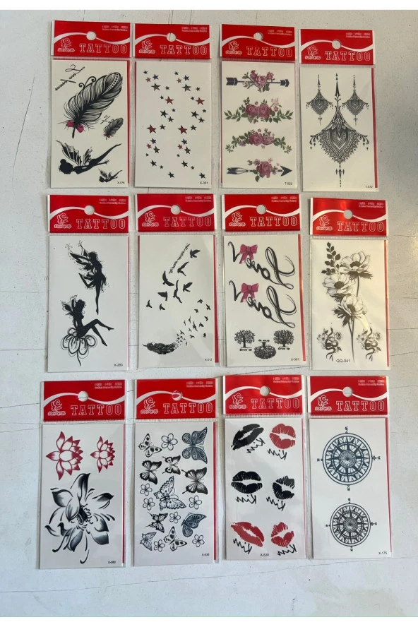 Minimal Geçici Dövme 12 Adet Birden Yapıştırma Dövme Model9 ürün görseli 1