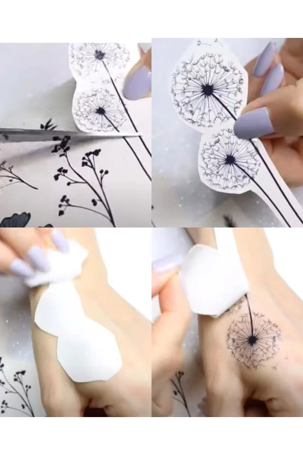 Büyük Boy Yapıştırma Dövme Geçici Dövme Seti 4 Adet Birden Model 22