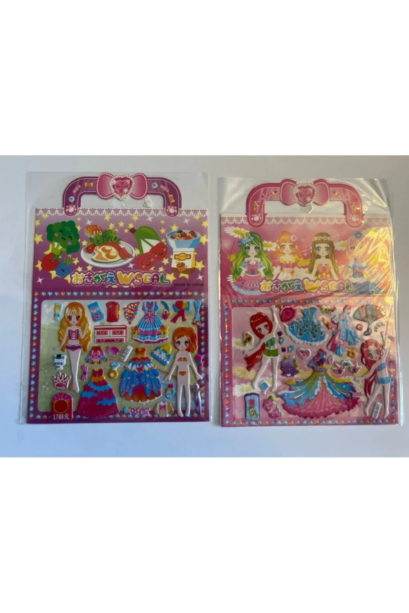 Prenses Giydirme Sticker Yapışkanlı Eğitici Oyuncak 2 Adet Birden Model 1