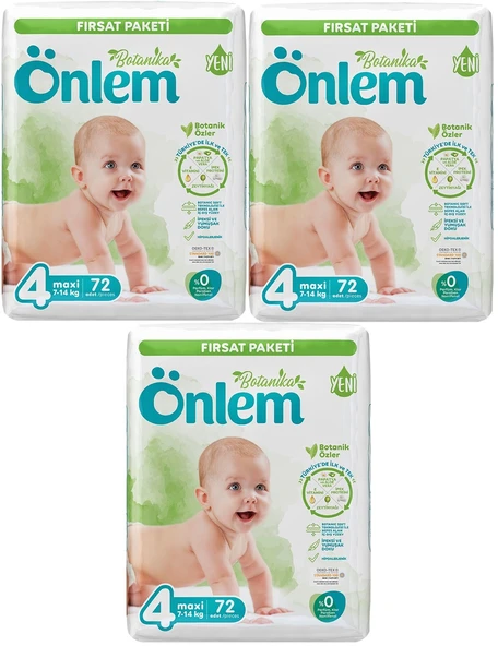 Önlem Bebek Bezi Botanika Beden:4 (4-9KG) Maxi 216 Adet Aylık Fırsat Pk