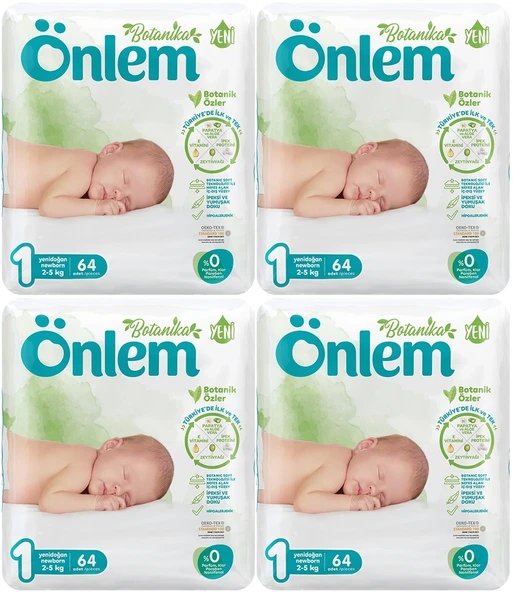 Önlem Bebek Bezi Botanika Beden:1 (2-5Kg) Yenidoğan 256 Adet Süper Ekonomik Fırsat Pk